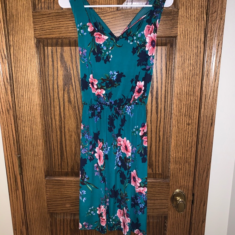 Kaileigh Green Blue and Pink Floral Dress